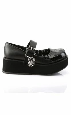 Demonia SPRITE-05 Black Vegan Leather Platform Mary Janes Shoes