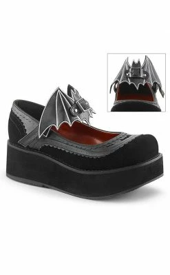 Demonia SPRITE-09 Black Vegan Leather Platform Mary Janes