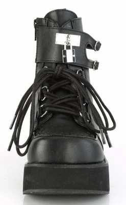 Demonia SPRITE-70 Black Vegan Leather Platform Ankle Boots Shoes