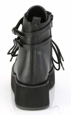 Demonia SPRITE-70 Black Vegan Leather Platform Ankle Boots Shoes