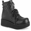 Demonia SPRITE-70 Black Vegan Leather Platform Ankle Boots Shoes