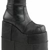 Demonia STACK-201 Black Vegan Leather Platform Boots Shoes