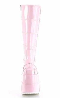 Demonia STACK-301 Baby Pink Holo Platform Boots