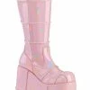 Demonia STACK-301 Baby Pink Holo Platform Boots