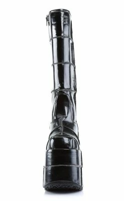 Demonia Shoes STACK-301 Black Patent Platform Boots
