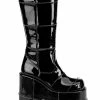 Demonia Shoes STACK-301 Black Patent Platform Boots 2 Demonia Shoes STACK-301 Black Patent Platform Boots