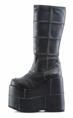 Demonia STACK-301 Black Vegan Leather Platform Boots (Au Stock)