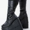 Demonia STACK-301 Black Vegan Leather Platform Boots (Au Stock)