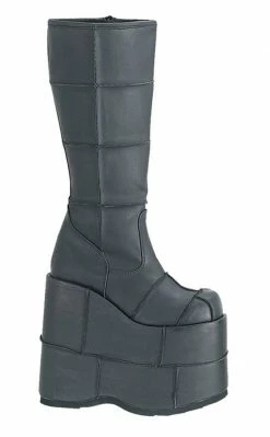 Demonia Shoes STACK-301 Black Vegan Leather Platform Boots