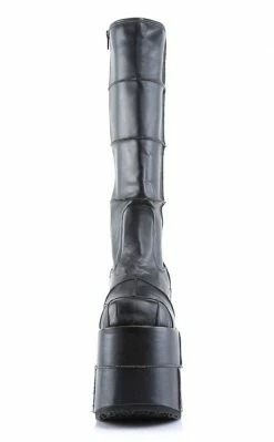 Demonia Shoes STACK-301 Black Vegan Leather Platform Boots