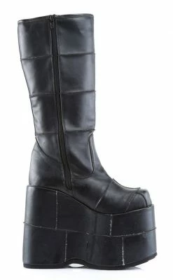 Demonia Shoes STACK-301 Black Vegan Leather Platform Boots