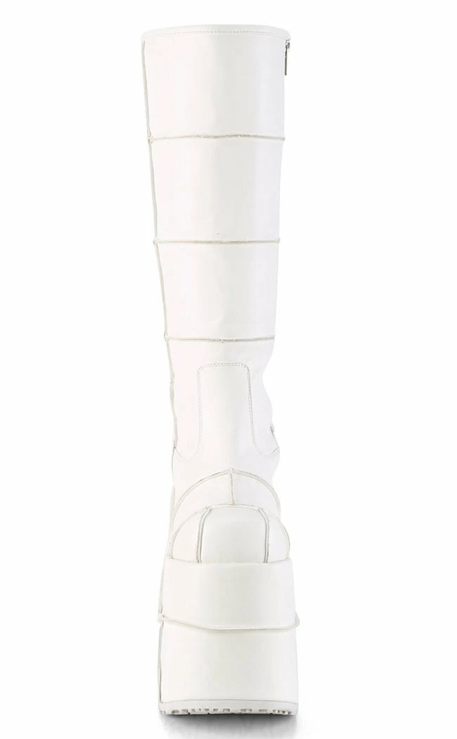 Demonia STACK-301 White Matte Platform Boots Shoes 4 Demonia STACK-301 White Matte Platform Boots Shoes
