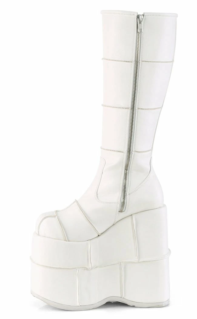 Demonia STACK-301 White Matte Platform Boots Shoes 5 Demonia STACK-301 White Matte Platform Boots Shoes