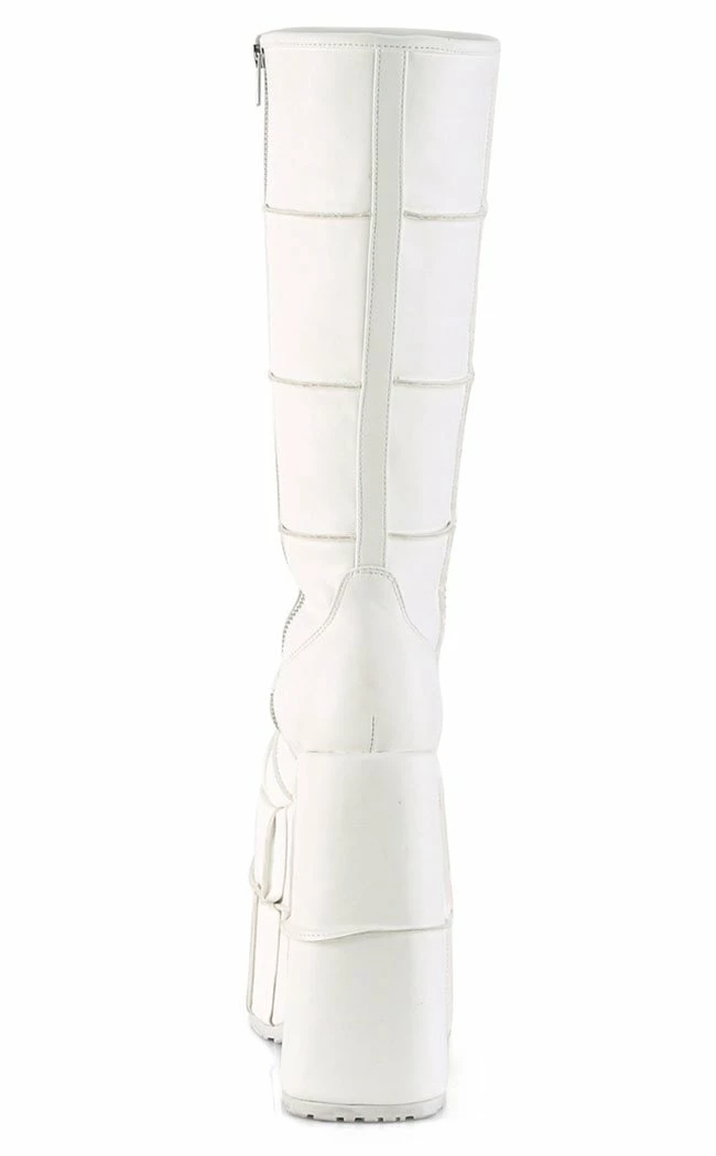 Demonia STACK-301 White Matte Platform Boots Shoes 6 Demonia STACK-301 White Matte Platform Boots Shoes