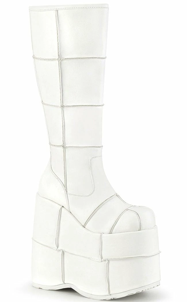 Demonia STACK-301 White Matte Platform Boots Shoes 3 Demonia STACK-301 White Matte Platform Boots Shoes