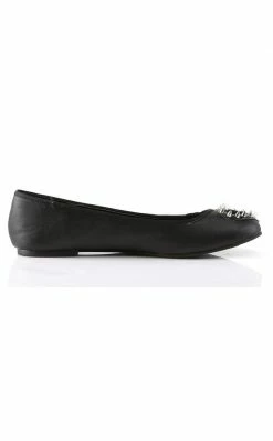 Demonia Sale STAR-24 Black Studded Ballet Flats (Last Pair: Size 6)