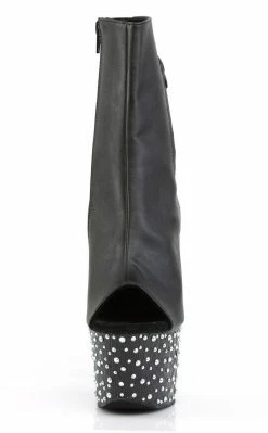 Pleaser STARDANCE-1018-7 Black Faux Leather Ankle Boots Pole Shoes