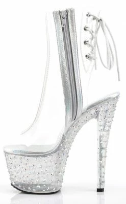Pleaser Pole Shoes STARDANCE-1018C-7 Clr/Clr-Slv Multi RS Ankle Boots