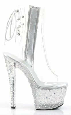 Pleaser Pole Shoes STARDANCE-1018C-7 Clr/Clr-Slv Multi RS Ankle Boots