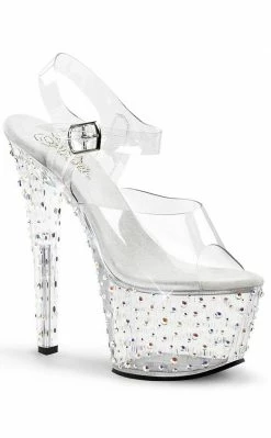 Pleaser STARDANCE-708 Clr/Clr-Slv Multi RS Heels Pole Shoes