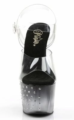 Pleaser Pole Shoes STARDUST-708T Clear/Black-Clear Heels