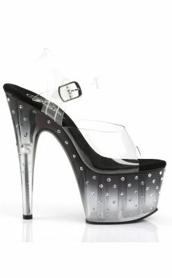 Pleaser Pole Shoes STARDUST-708T Clear/Black-Clear Heels