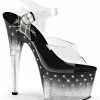 Pleaser Pole Shoes STARDUST-708T Clear/Black-Clear Heels