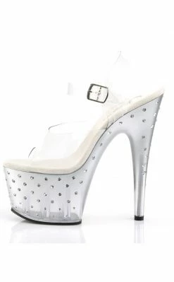 Pleaser STARDUST-708T Clr/Slv-Clr Heels