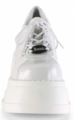 Demonia STOMP-08 White Vegan Leather Platform Sneakers