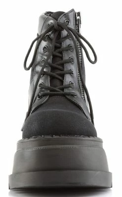 Demonia STOMP-10 Black Vegan Leather Platform Boots