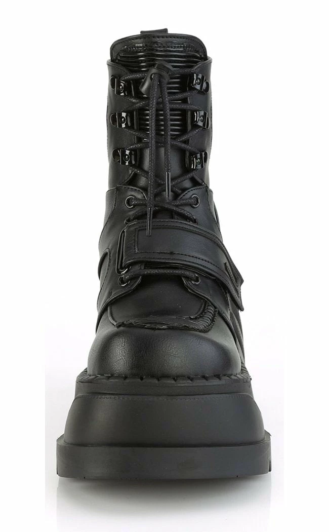 Demonia STOMP-13 Black Vegan Leather Platform Ankle Boots Shoes 4 Demonia STOMP-13 Black Vegan Leather Platform Ankle Boots Shoes