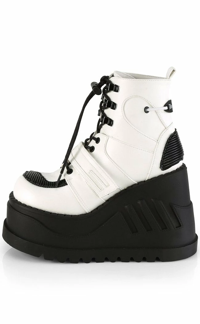 Demonia STOMP-13 White Vegan Leather Platform Ankle Boots 5 Demonia STOMP-13 White Vegan Leather Platform Ankle Boots