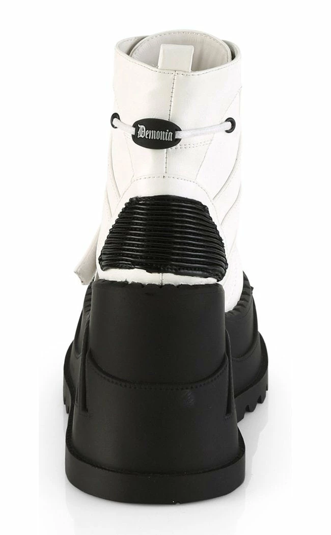Demonia STOMP-13 White Vegan Leather Platform Ankle Boots 6 Demonia STOMP-13 White Vegan Leather Platform Ankle Boots
