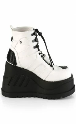 Demonia STOMP-13 White Vegan Leather Platform Ankle Boots 11 Demonia STOMP-13 White Vegan Leather Platform Ankle Boots