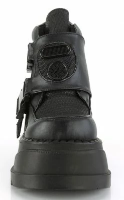 Demonia STOMP-15 Black Vegan Leather Platform Sneakers