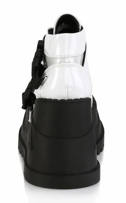 Demonia Shoes STOMP-15 White Holographic Platform Sneakers