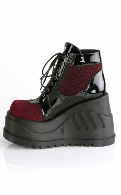 Demonia STOMP-18 Burgundy Velvet Platform Ankle Boots Shoes 9 Demonia STOMP-18 Burgundy Velvet Platform Ankle Boots Shoes