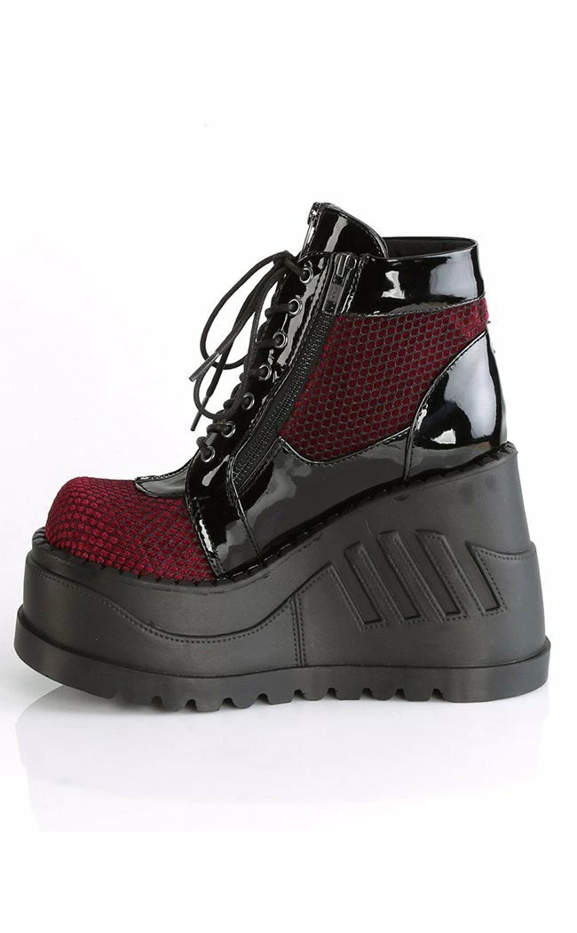 Demonia STOMP-18 Burgundy Velvet Platform Ankle Boots Shoes 5 Demonia STOMP-18 Burgundy Velvet Platform Ankle Boots Shoes