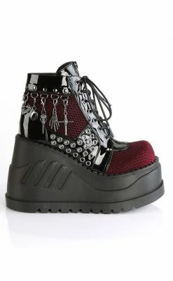 Demonia STOMP-18 Burgundy Velvet Platform Ankle Boots Shoes 11 Demonia STOMP-18 Burgundy Velvet Platform Ankle Boots Shoes