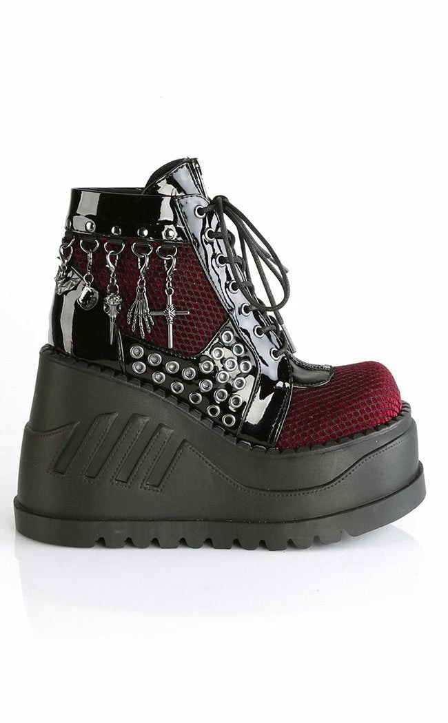 Demonia STOMP-18 Burgundy Velvet Platform Ankle Boots Shoes 7 Demonia STOMP-18 Burgundy Velvet Platform Ankle Boots Shoes