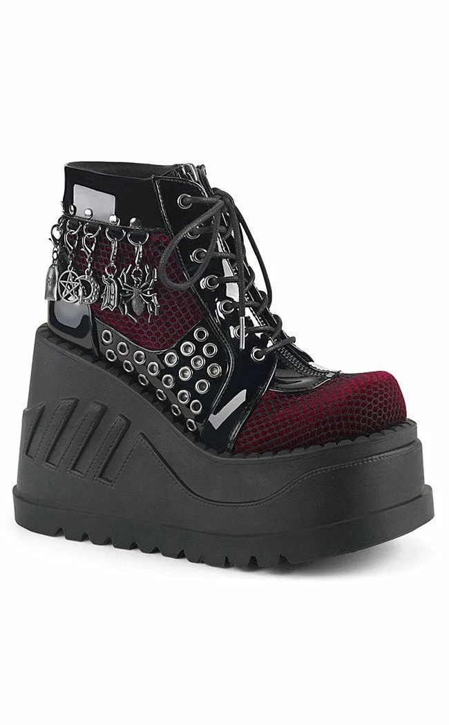 Demonia STOMP-18 Burgundy Velvet Platform Ankle Boots Shoes 3 Demonia STOMP-18 Burgundy Velvet Platform Ankle Boots Shoes