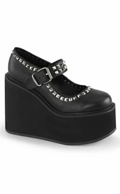 Demonia SWING-03 Black Vegan Leather Platform Mary Janes