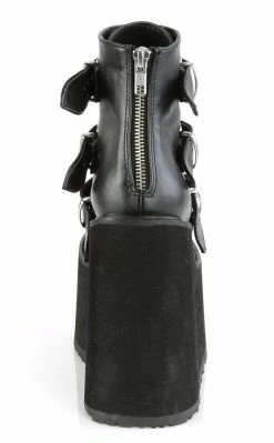 Demonia SWING-103 Black Vegan Leather Platform Ankle Boots Shoes
