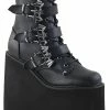 Demonia SWING-103 Black Vegan Leather Platform Ankle Boots Shoes