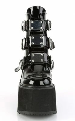 Demonia SWING-105 Black Patent Platform Ankle Boots