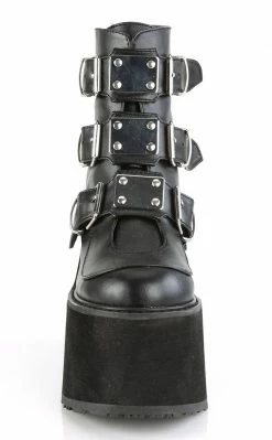 Demonia Shoes SWING-105 Black Vegan Leather Platform Ankle Boots
