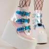 Demonia Shoes SWING-105 Pearl Iridescent Platform Ankle Boots