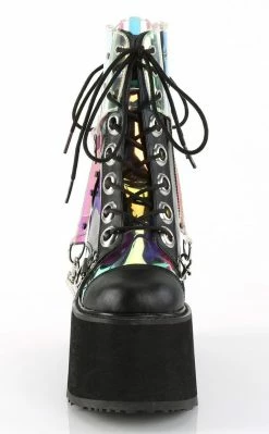 Demonia SWING-115 Black Holographic Platform Ankle Boots