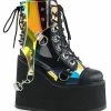 Demonia SWING-115 Black Holographic Platform Ankle Boots