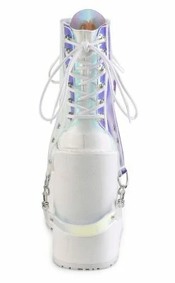 Demonia SWING-115 White & Holographic Platform Ankle Boots Shoes 10 Demonia SWING-115 White & Holographic Platform Ankle Boots Shoes